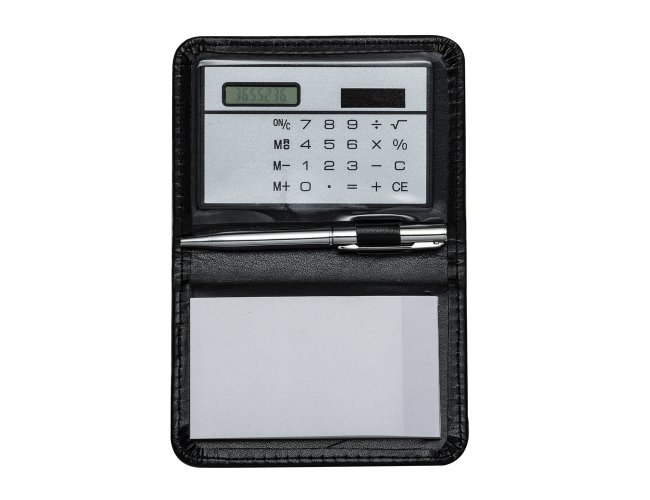 Bloco de anotações com calculadora