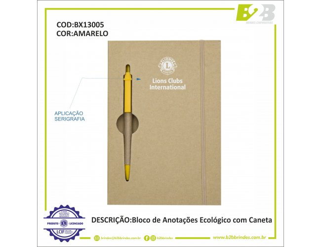 Bloco de anotaes com caneta