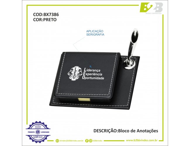 Bloco de anotaes de mesa M couro sinttico com porta caneta e 1 post it