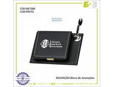 Bloco de anotaes de mesa M couro sinttico com porta caneta e 1 post it